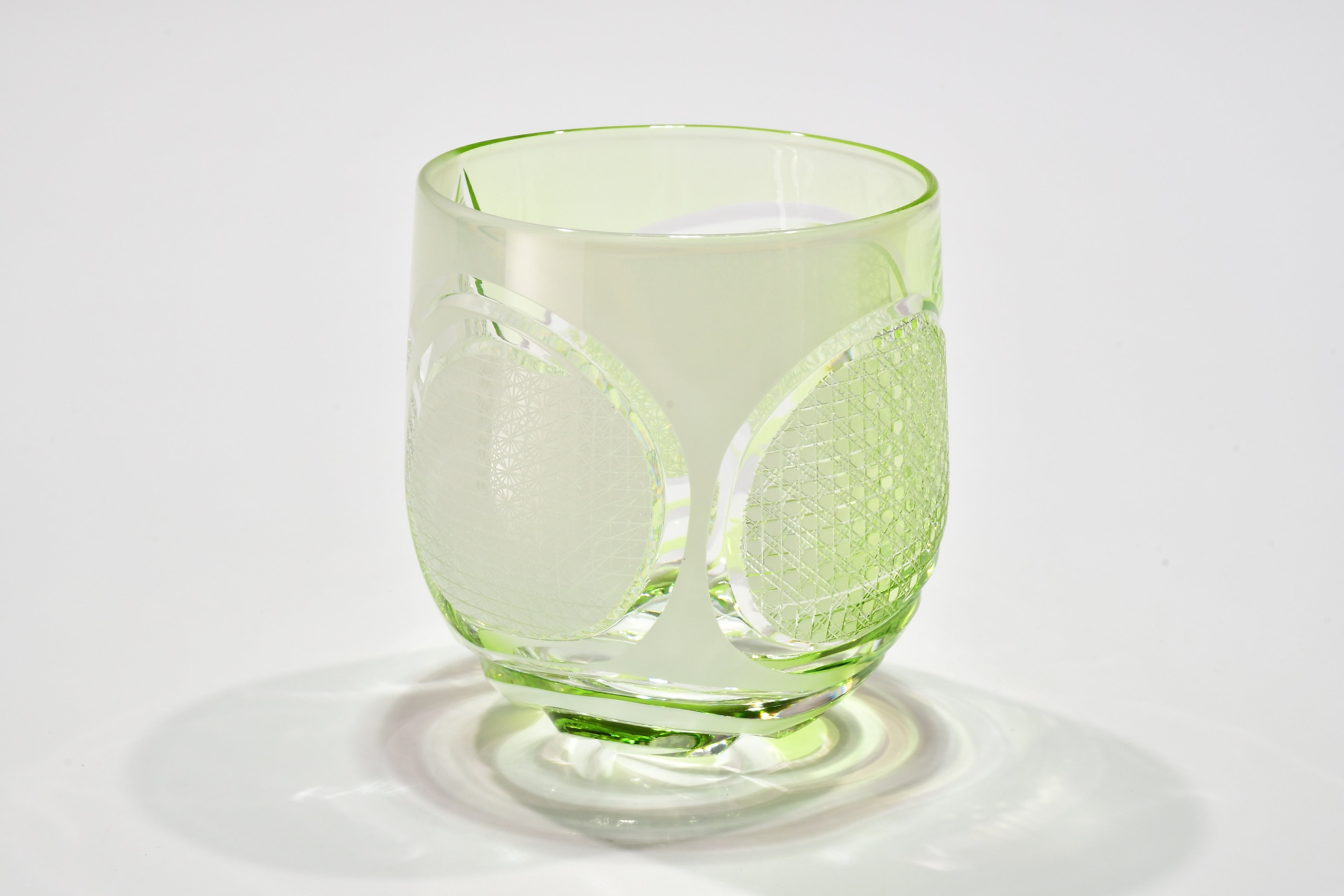 絹糸つなぎ『白檸（はくれい）』宙吹オールドグラス（檸檬色・白）